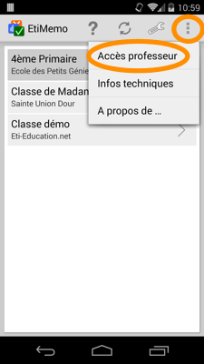 Accès profeseur