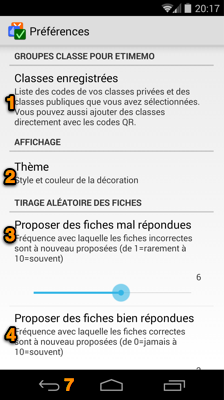 EtiMemo préférences