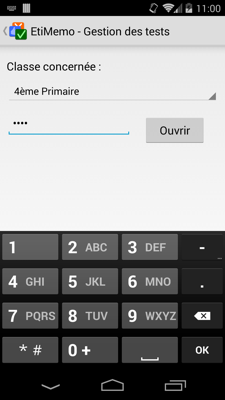 Saisie du code PIN