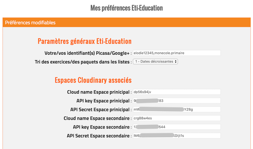 Edition des préférences globales