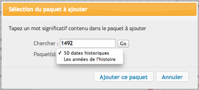 Sélection du paquet de fiches à ajouter