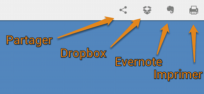 Boutons de partage et d'export 