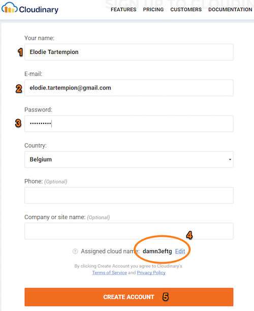 Création du compte 