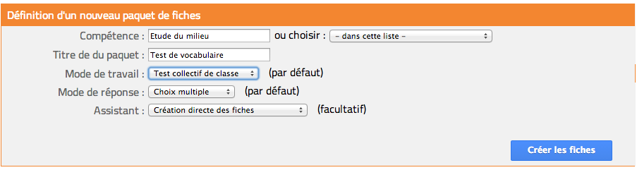Création d'un test