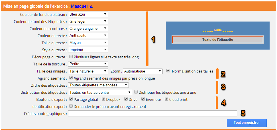 Mise en page des étiquettes