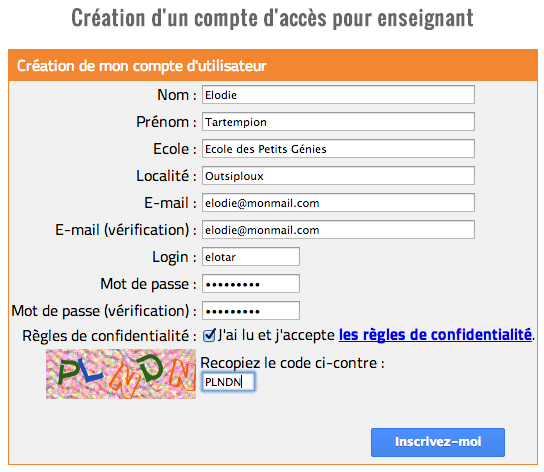 Création du compte utilisateur
