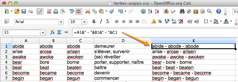 Tableau dans OpenOffice
