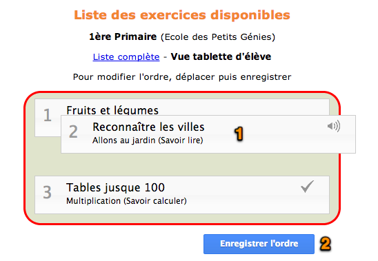 Mise en ordre des exercices 