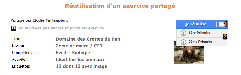 Réutilisation d'un exercice