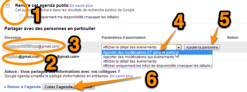 Paramètres de l'agenda
