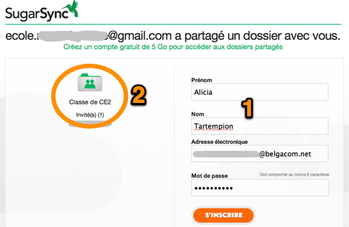 Création du compte professeur