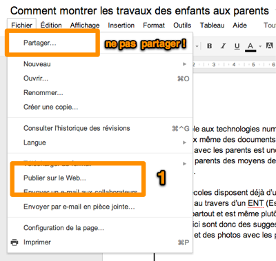 Publier un google document