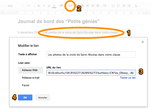 Ajouter un lien dans un document